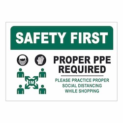 Ppe Signs: Safety First 1 Meter Distancing