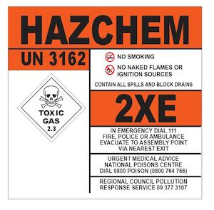 Hazchem UN3162 2XE Sign