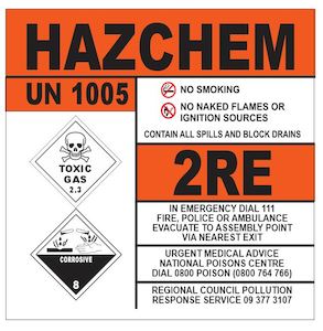 Hazchem UN1005 2RE