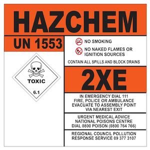 Hazchem UN1553 2XE Sign