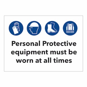 Personal Protective equipment must be worn at all times