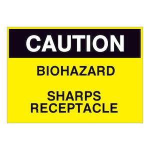 Caution Biohazard Sharps Receptacle