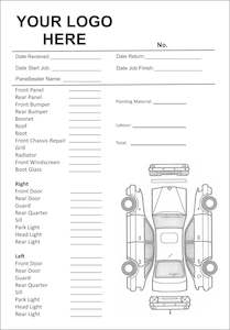 Custom Panel Beating Quotation Books with Vehicle Diagram