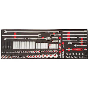 Internet only: Powerbuilt 125pc 1/4" Dr, 3/8" Dr, 1/2" Dr Socket Set and Accessories Tray