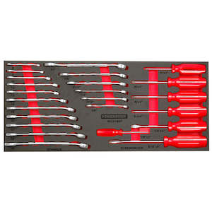 Powerbuilt 25pc Ring and Open End Spanners and Screwdriver Tray