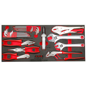 Powerbuilt 31pc Plier, Hex Key and Adjustable Wrench Tray