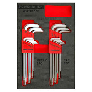 Powerbuilt 19pc Combination Ball End Hex Key Tray