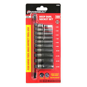 Powerbuilt 1/4" Dr 10pc Metric Deep Dual Impact Socket Set