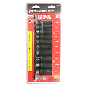 Internet only: Powerbuilt 1/2" Dr 10pc Imperial Deep Dual Impact Socket Set