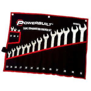 Powerbuilt 16pc Metric Ring and Open-End Spanner Set mirror polished