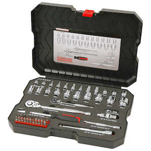 Internet only: Powerbuilt 1/4 Dr, 3/8 Dr 53pc Metric Socket Set