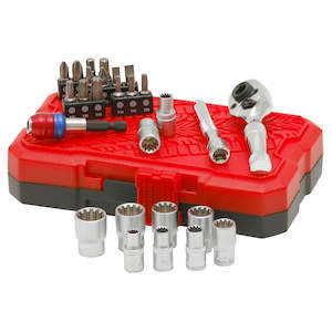 Internet only: Powerbuilt 1/4 & BIT DUAL DR 28PC SPLINE SOCKET SET