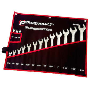 Powerbuilt 16pc Imperial Ring and Open-End Spanner Set mirror polished