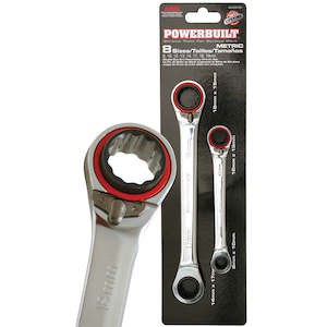 Powerbuilt 2pc 4-in-1 Metric Reversible Gear Spanner Set