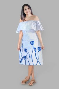 Powder Blue Off – Shoulder Dress