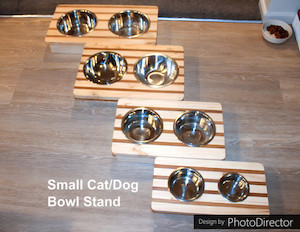 Cat or Small Dog Bowl Stand made of kwila and radiata Woodnbits