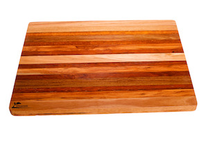 Colourful Heart Rimu Kwila and Blackbutt Wood Chopping Board