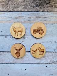 Wooden Coaster Farming 4 piece set