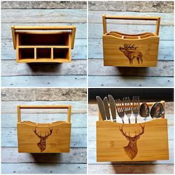 Bamboo Cutlery Holder - Stags