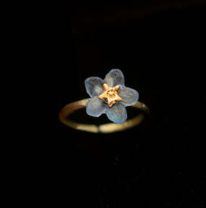 Michael Michaud Forget-Me-Not Flower Adjustable Ring With Cast Glass - 8439BZ