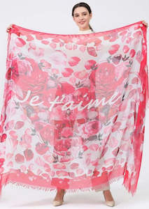 Clothing accessory: Love's Pure Light Scarf D-198 Bed Of Rose Petals - Je T'Aime I Love You