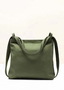 La Lupa Roma Bella Italian Leather Backpack/Shoulder Bag - Olive Green