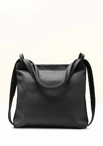 La Lupa Roma Bella Italian Leather Backpack/Shoulder Bag - Black