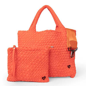 preneLove London Large Woven Neoprene Tote Bag with Wrist Clutch Orange