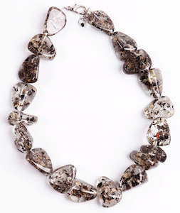 BRA Resin Flintstone Bone Diamantes Necklace 55 cm Seaweed