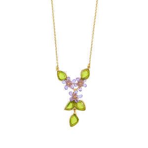 Michael Vincent Michaud Cast Glass Mustard Leaf Adjustable Statement Necklace - 5205JI