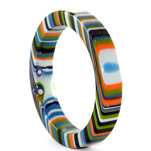 Sobral Resin Striped Liquorice Allsorts Square Edge Thin Bangle Winter Mix