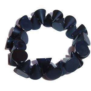 Sobral Design Black Gloss Resin Cones Bracelet on Elastic