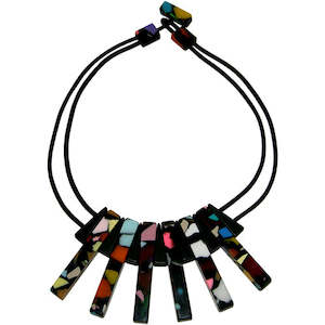 Sobral Black Resin With Multi-Coloured Chunks Fan-Shaped Collar