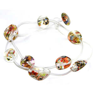 Clothing accessory: Sobral Long Cascade Resin Multi-Coloured Necklace On Silicon