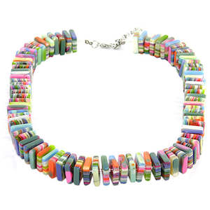 Sobral Small Squared Resin Multi-Coloured Necklace in Spring Mix 55cm