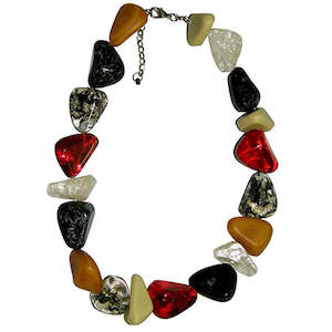 Clothing accessory: Sobral Design Brazil Resin Flintstone Bone Diamantes Necklace in Seaweed, Prada, Tartaruga & Black