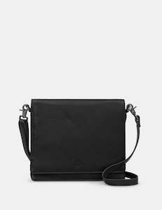 Yoshi Stanton Triple Gusset Leather Black Flap Over Bag - YB238 1