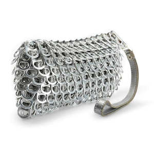 Escama Studio Puff Metallic Clutch Purse With Wrist Strap - Silver/Gray