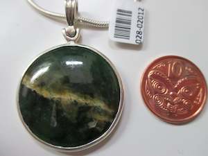 Clothing accessory: Jewels of the Earth Pounamu Greenstone Round Pendant with Chain