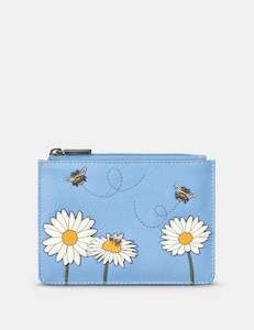 Yoshi Bee Happy Appliqued Leather Franklin Blue Zip-Top Purse - Y1321 BEE 21