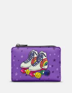 Clothing accessory: Yoshi Let The Good Times Roll Appliqued Leather Flap Over Leather Coin Purse - Mini Wallet - Y1275 23 SKATE