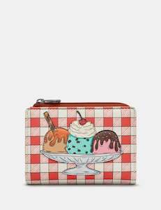 Clothing accessory: Yoshi Three Scoops Appliqued Leather Flap Over Coin Purse - Mini Wallet - Y1275 23 ICECREAM