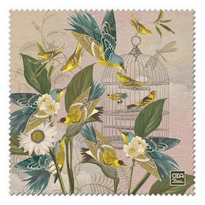 Yellow Birds With Cage - Microfibre Lens Cloth