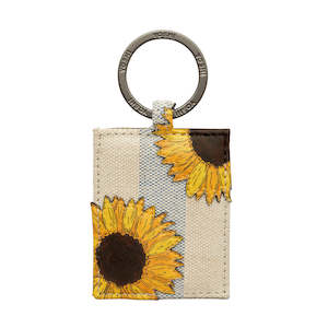 Yoshi Sunflower Bloom Leather & Canvas Appliqued Leather Keyring - YKR SFL 8