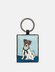 Yoshi Party Hounds Terrier Appliqued Leather Keyring - YKR PRTDG 1E