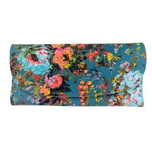 Flowers On Turquoise - Velour Glasses Case With Microfiber Lining