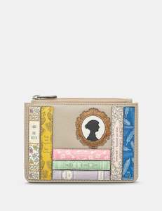 Yoshi Jane Austen Appliqued Leather Grey Coin & Card Purse - Y1321 LBR JA 46