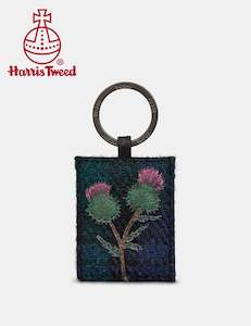 Yoshi Harris Tweed & Appliqued Leather Thistle Key Ring THS 1