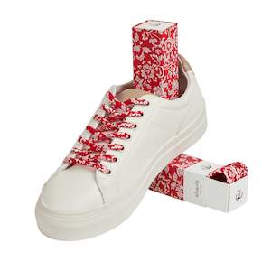 Clothing accessory: Sliwils 120 cm Floral Red Print Shoelaces