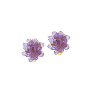 Michael Vincent Michaud Water Lily Clip On Earrings - 1202I Purple